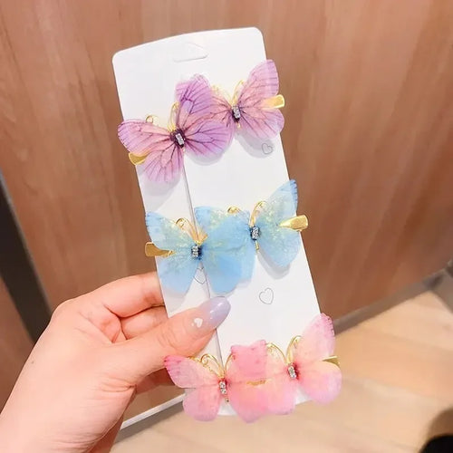 6PCS Butterfly Hair Clips with Color Gradient A GIRL'S Birthday