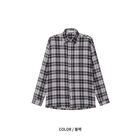Oversized Men's Plaid Long Sleeve Korean Style Shirt, Trendy Loose Plaid Shirt, Handsome Jacket, Unisex American Retro Plaid