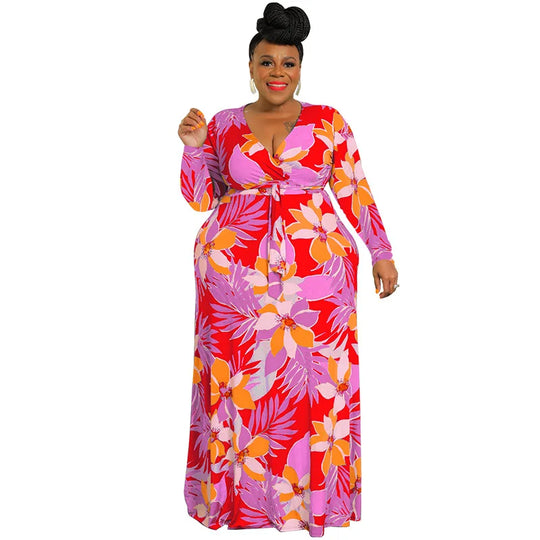 XL-5XL Plus Size Clothes Dresses Women Robes Summer Spring Long Sleeve Street Style Casual 3XL 4XL Big Size Maxi Dress Oversize