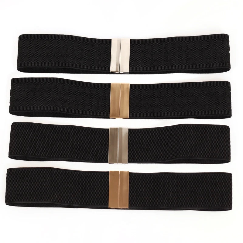 New Wide Elastic Black Belt Dress Stretch Waist Belts Women Dress Coat