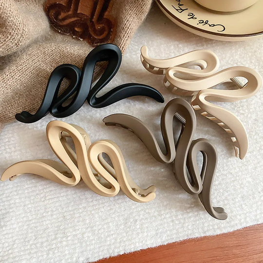 Solid Color Acrylic Frosted Wave Hair Claws for Women Simple Versatile