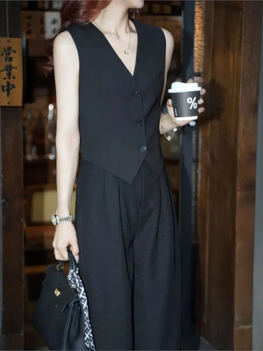Korean Fashion Women Business Blazer 3 Pieces Set Elegant Casual