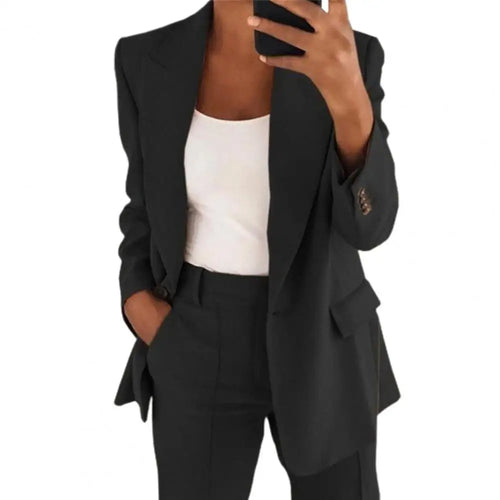 Turndown Collar Women Blazer Long Sleeve Buttons Blazer for Dating