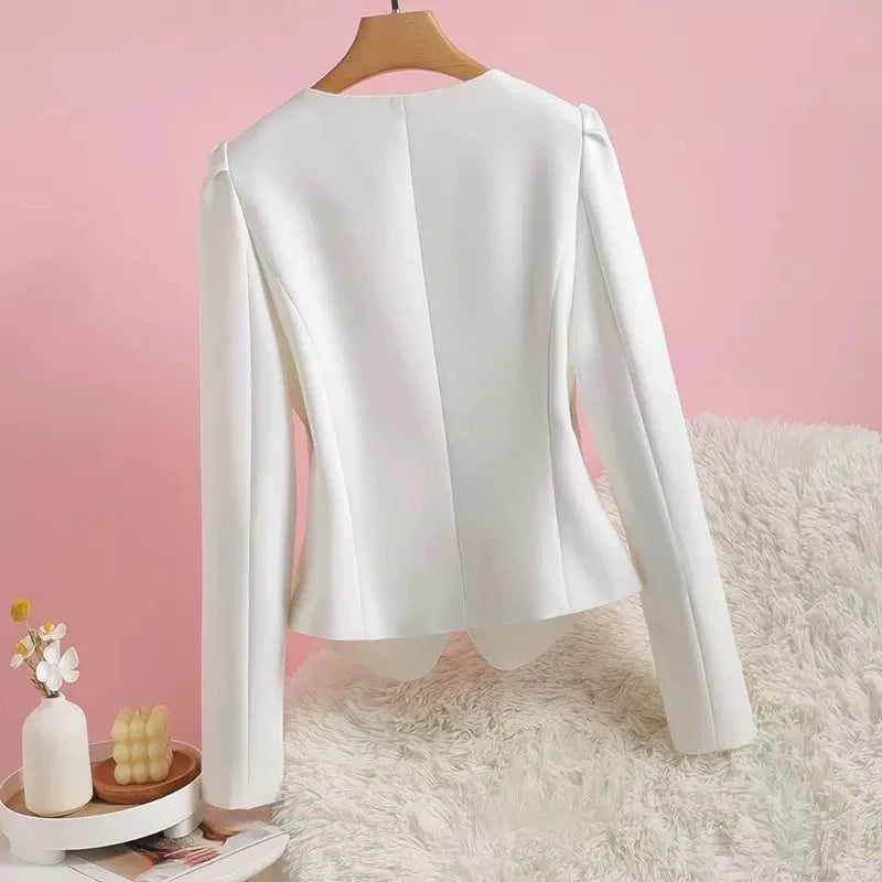 Temperament V-Neck Thin Suit Jacket Women's Long Sleeve Shirts Spring