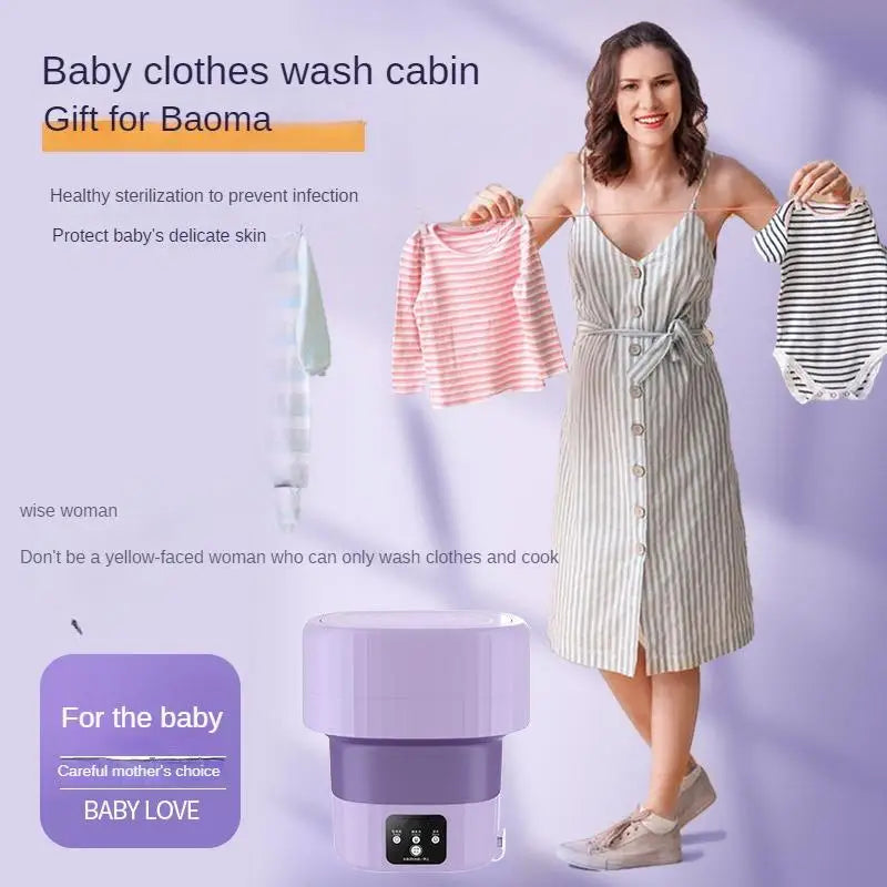 9L Folding Washing Machine with Drain Valve and Drain Basket, Standard Wash/Drain Function, Suitable for Underwear, Baby Clothes