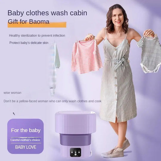 9L Folding Washing Machine with Drain Valve and Drain Basket, Standard Wash/Drain Function, Suitable for Underwear, Baby Clothes