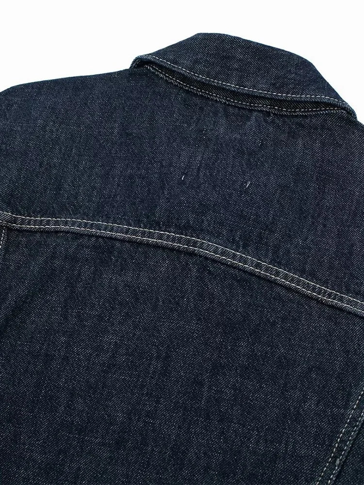 Willshela Women Fashion With Pockets Denim Blue Single Breasted