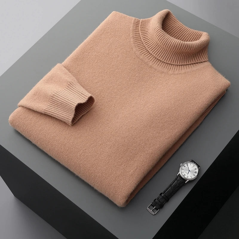 Fall/Winter 100% Wool Bottoming Shirt Men's Thickened Turtleneck