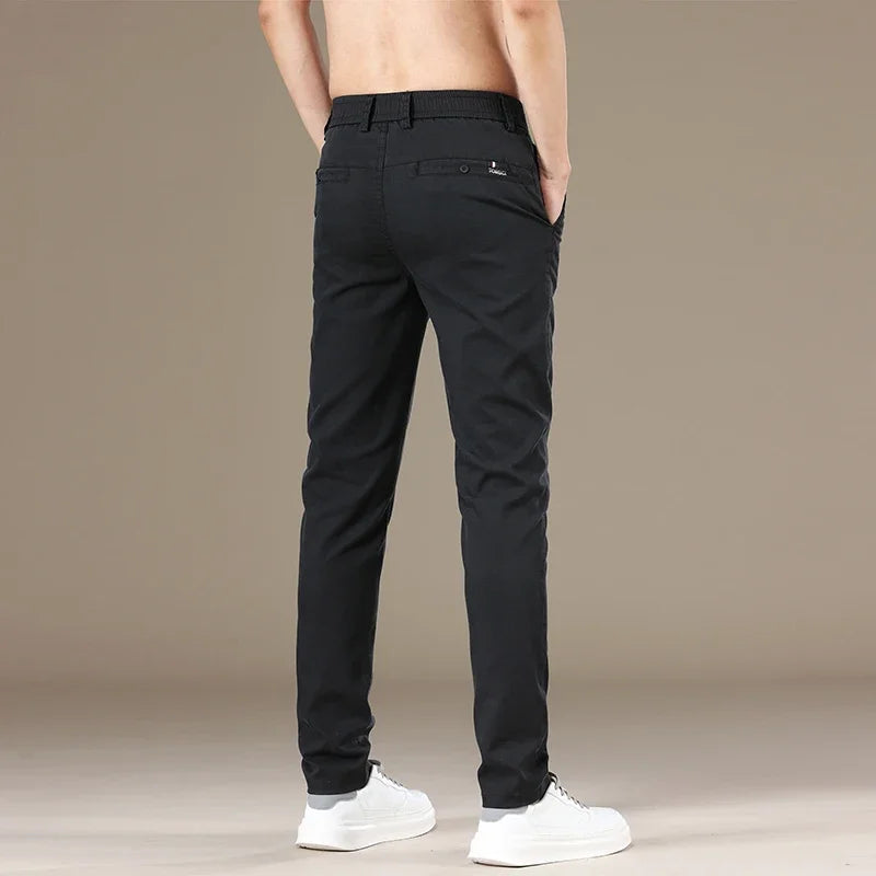 New 2025 Summer Lyocell Fabric Mens Casual Pants Hight Quality Fashion Slim Business Trousers Brand Elastic Soft Cargo Pants