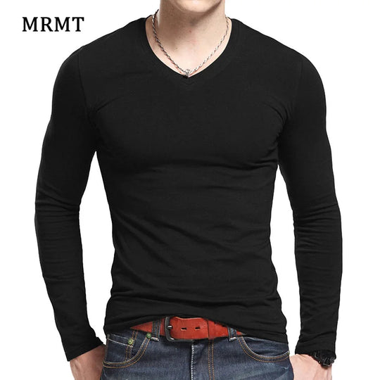 Lycra Cotton Men's T-Shirts Long Sleeve V Neck T Shirt MRMT Men