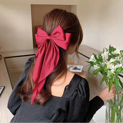 2023 New Women Large Bow Hairpin Summer Chiffon Big Bowknot Stain Bow