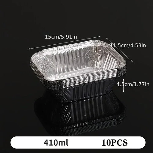 10pcs Rectangular Tinfoil Tray BBQ Special Thickened Bowl Takeaway