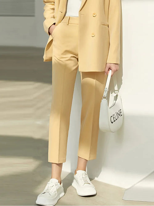 Amii Minimalism Spring Office Lady Blazer Women Jacket Lace V-neck