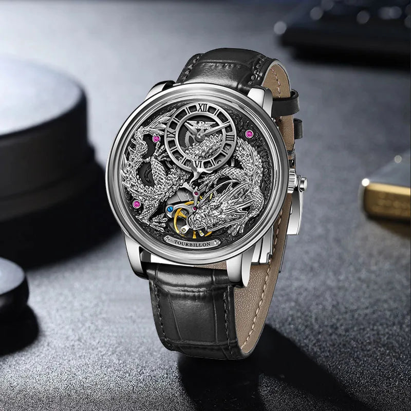 Men's Mechanical Watch Dragon Series M2797B Automatic Movement Leather Sapphire Men Wristwatches