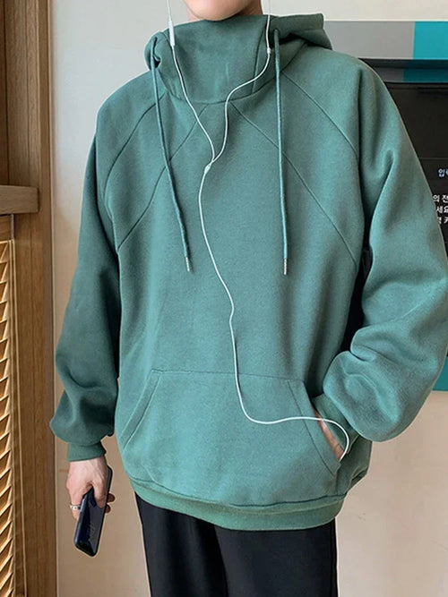 Autumn Turtleneck Fleece Hoodies For Men New High Street Oversize