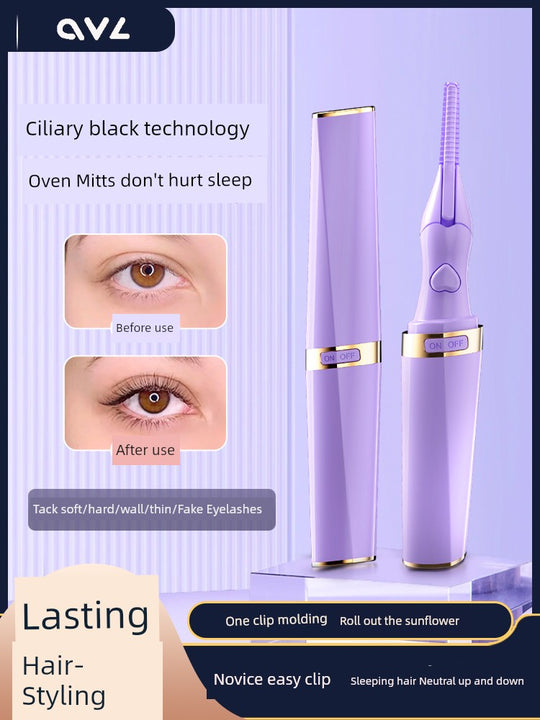 OVL Electric Heating Eyelash Curler Ironing Machine Female Eye-Brow Knife 2-in-1 SUNFLOWER Electric Eyelash Heater Lasting Hair-Styling