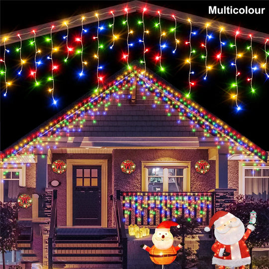 Solar Street Garden Decoration Garland Solar Curtain Icicle Light Outdoor LED String Lights 3.5M/7.5M Waterproof Curtain Light