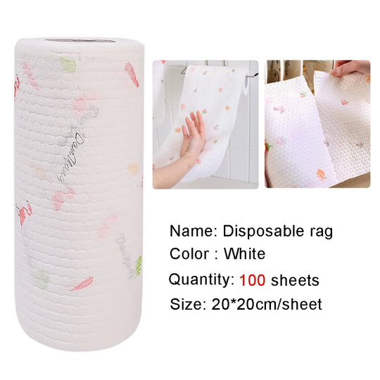 50/100pcs A Roll  Dish Cloth Disposable Rags Non -woven Rag Home Kitchen One-time Dishrag Universal Car Wipe Shoe Cleaning Wipes