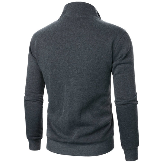 Men's casual sports zipper stand collar hoodie coat men's solid color