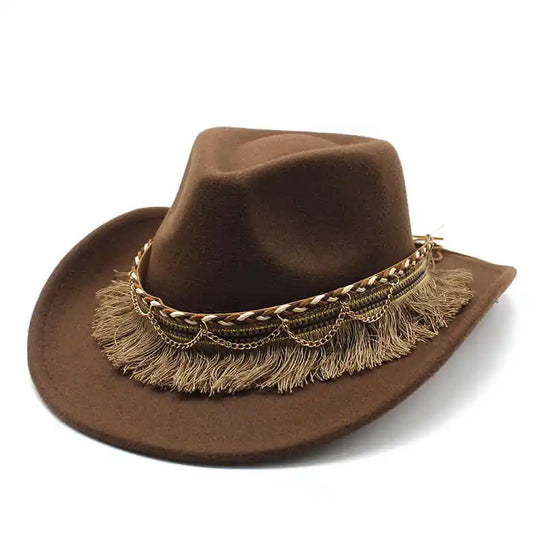 Wide Brim Fedora Hat with Braided Tassel Band - Church Jazz Hat for Outdoor Events, Daily Casual Wear, Photography Accessories