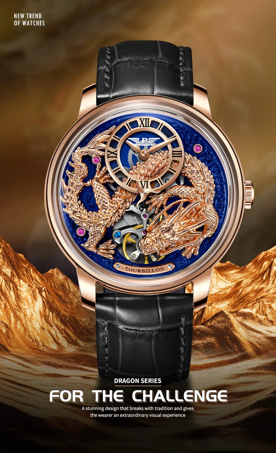 Men's Mechanical Watch Dragon Series M2797B Automatic Movement Leather Sapphire Men Wristwatches