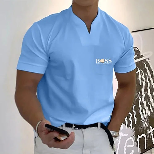 2024 Fashion Men's  T-shirt Solid Color Cotton Short-Sleeved Summer