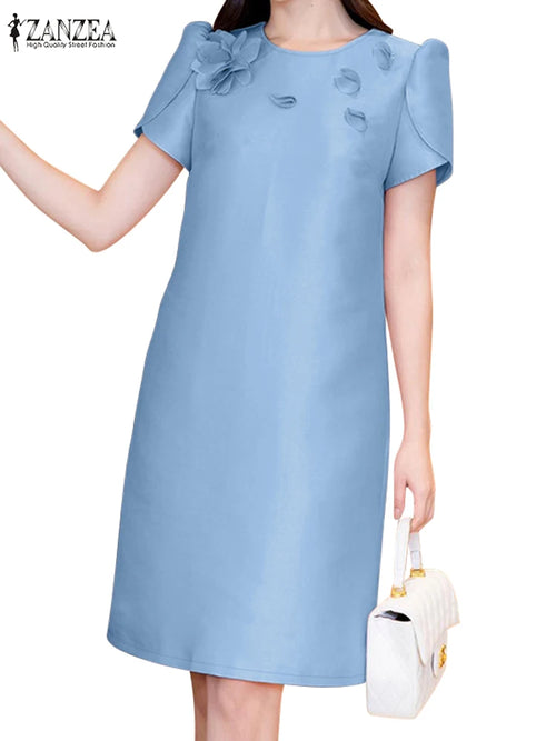 Women 2024 Summer Dress ZANZEA Fashion Short Sleeve Party Work