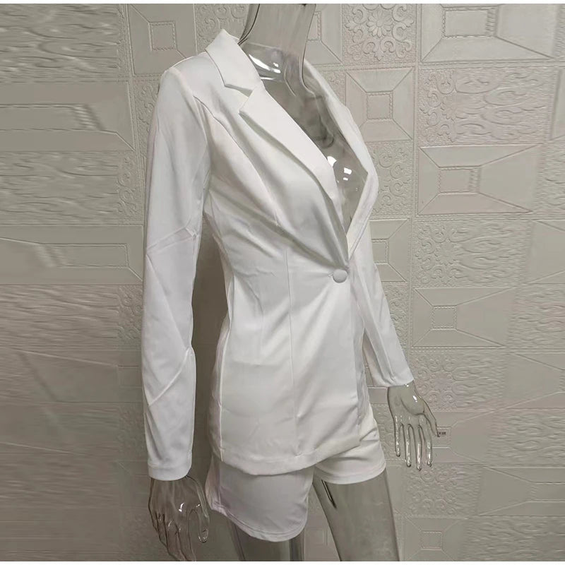 Fashion Turn-down Collar Printed Top Pants Set Women Elegant Full Sleeve Top Short Pants Suit Lady Summer Chic Casual Sets