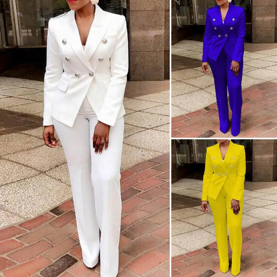Women's Elegant Casual Fashion 2 Piece Set Blazer + Pants Ladies