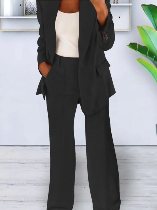 Autumn Winter Solid Color Blazer Women Long Sleeve Suit Simple Casual