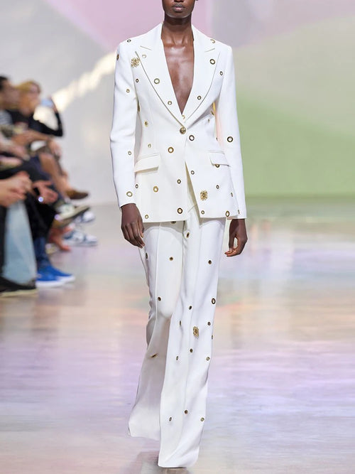 HIGH STREET 2024 Newest Designer Fashion Runway Suit Set Women's Slim