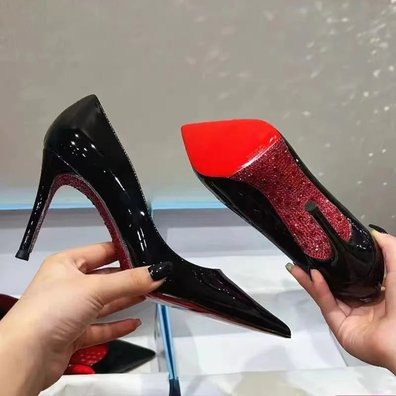 High Heeled Shoes for Women in the Spring and Autumn of 2025, with Pointed and Slender Heels. Elegant Rhinestone Sexy High Heels