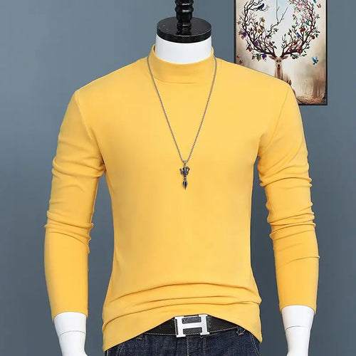 Luxury Korean Men's Oversized T-Shirt Solid Long Sleeve Base Shirt
