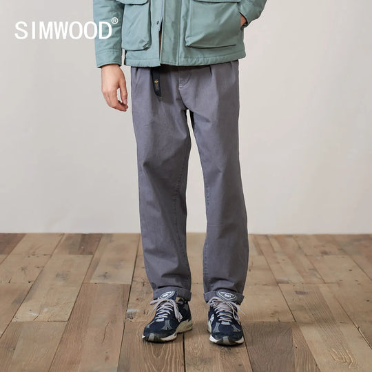 SIMWOOD 2024 Autumn Winter New Oversize Chinos Pants Men Heavyweight