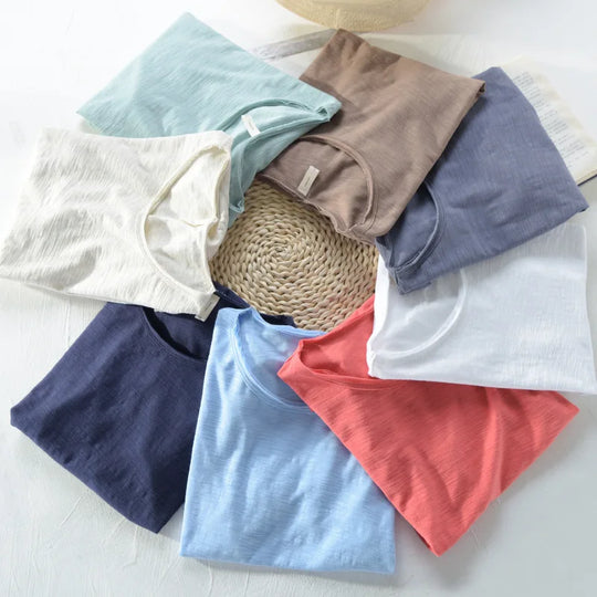 Summer T Shirt Men 100% Cotton Short Sleeve Tshirt V-neck Tops&Tee