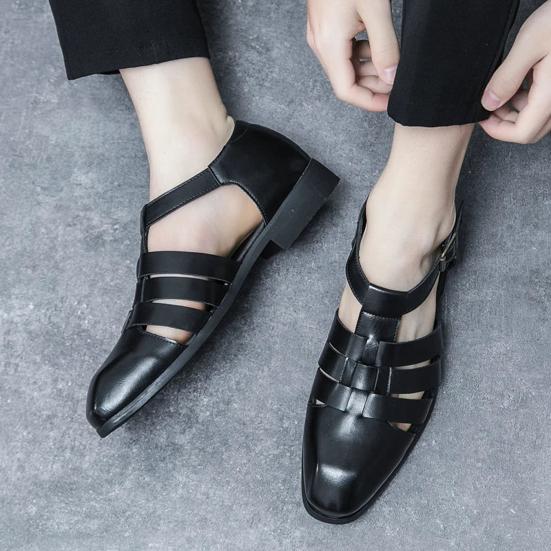 New Soft Leather Men's Sandals Outdoor Summer Beach Shoes Comfortable Male Roman Shoes All-match Sandaly Hollow Out Casual Shoes