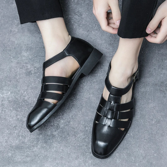 New Soft Leather Men's Sandals Outdoor Summer Beach Shoes Comfortable Male Roman Shoes All-match Sandaly Hollow Out Casual Shoes