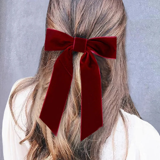 Bow Velvet Barrettes Women Temperament Ponytail Hairpin Hair Clip