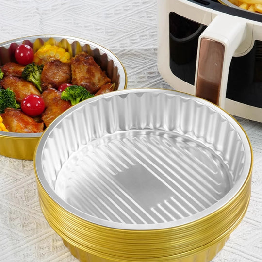 Heavy Duty Gold Aluminum Foil Pans 1508ml 10PCS, Disposable Thickened