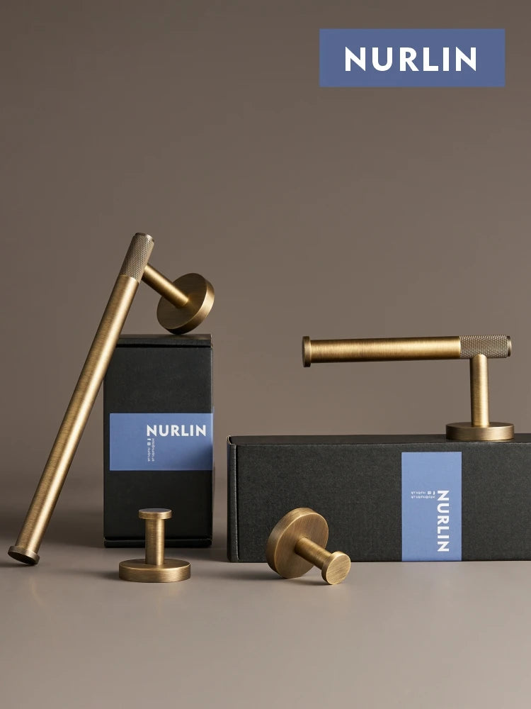 NU Brass Knurled Antique Bronze Bathroom Hardware Towel Rack