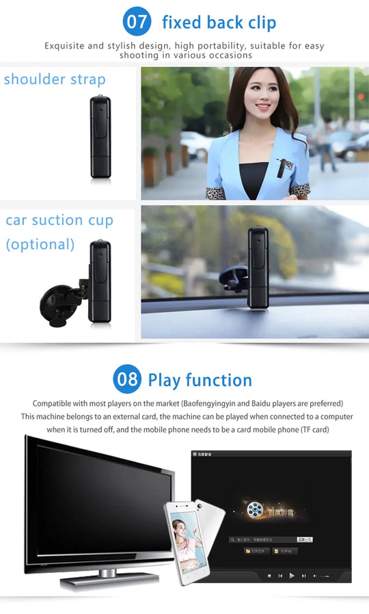 GJUELIRRA V8 Police Body Camera 1080P Full HD Wearable Video Security Cam IR Night Vision Mini Camcorders Mini Body Camera