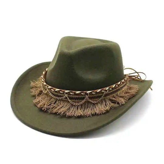 Wide Brim Fedora Hat with Braided Tassel Band - Church Jazz Hat for Outdoor Events, Daily Casual Wear, Photography Accessories