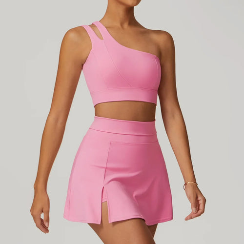 Tennis Dress Yoga Suit Slant Single Shoulder Bra Quick Dry Fitness