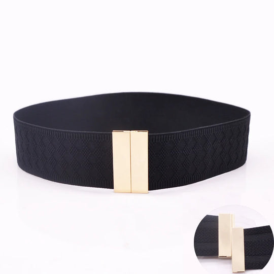 New Wide Elastic Black Belt Dress Stretch Waist Belts Women Dress Coat