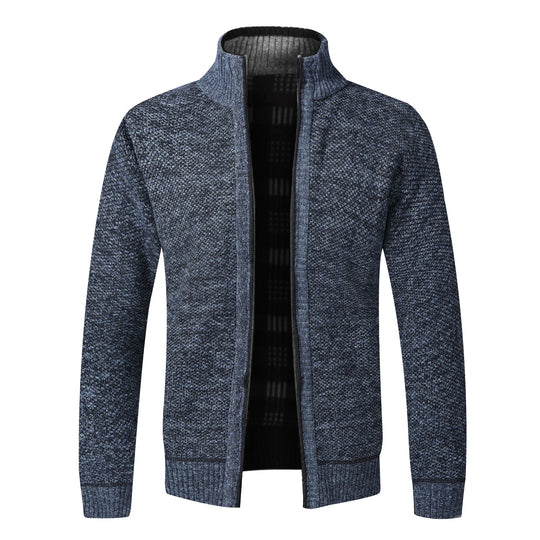 Autumn Winter Warm Cardigan Men Fleece Sweaters Full Zip Jackets Slim