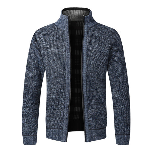 Autumn Winter Warm Cardigan Men Fleece Sweaters Full Zip Jackets Slim