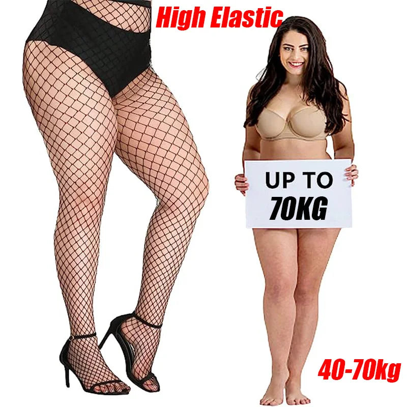 Plus Size Sexy Lolita Fishnet Body Stockings High Elastic Fish Net