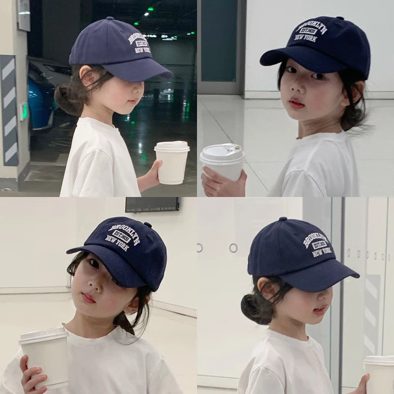 Letter Kids Baseball Cap Solid Color Toddler Sun Hat Korean Embroidery