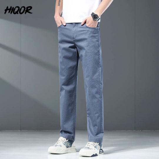 HIQOR Male Pants Solid Black Smart Casual Trousers For Men Suit Pants