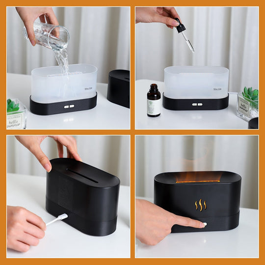 Flame Essential Oil Diffuser Air Humidifier Aromatherapy Fragrance